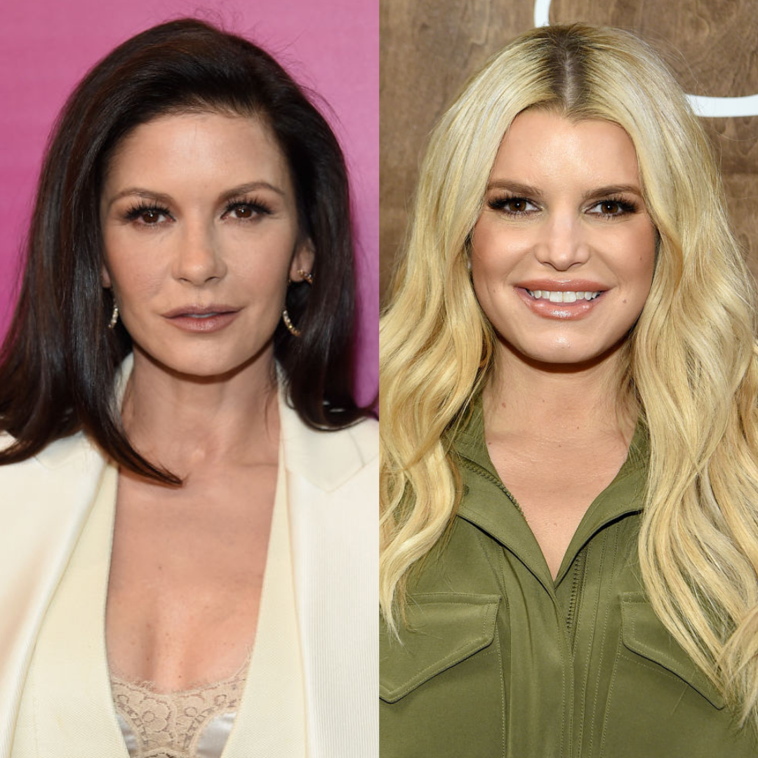 Catherine Zeta-Jones w sukience Jessiki Simpson z 2005 roku