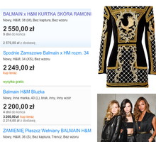 Złote żniwa na aukcjach Balmain x H&M