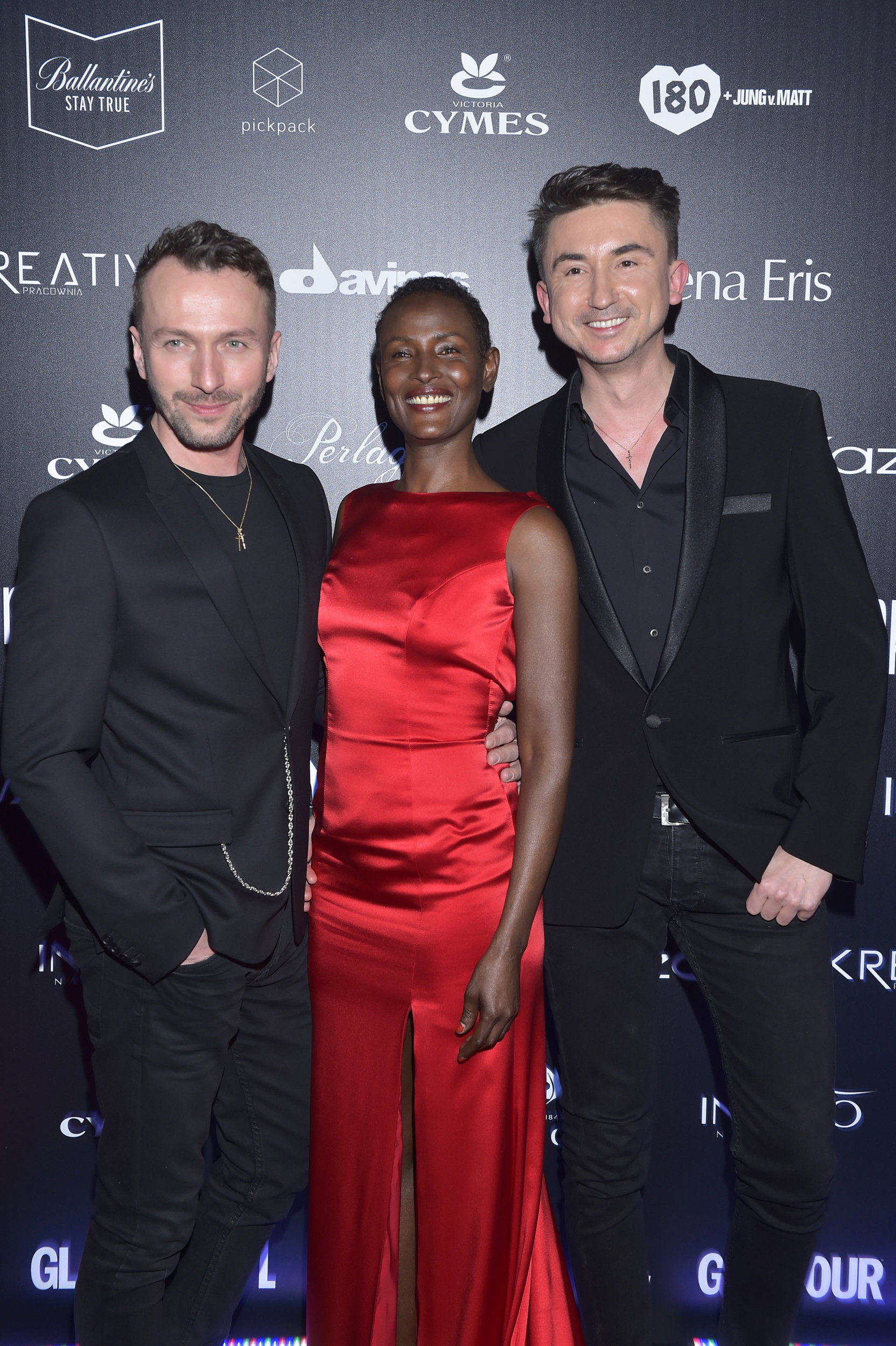 Gwiazdy na pokazie Paprocki & Brzozowski "Paradiso Club": Mariusz Paprocki, Waris Dirie, Marcin Brzozowski
