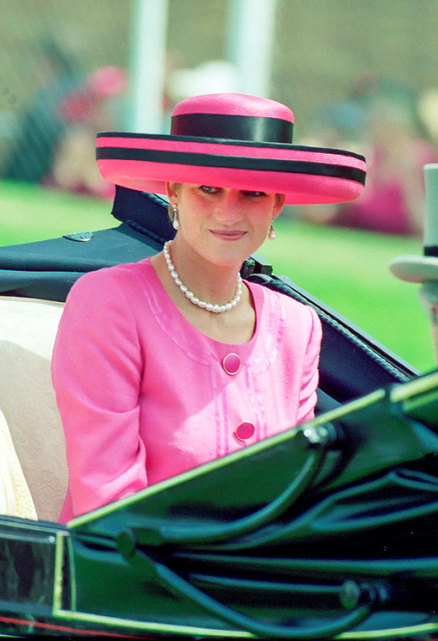 Diana, Princess of Wales in the carriage procession at The Royal Ascot race meeting