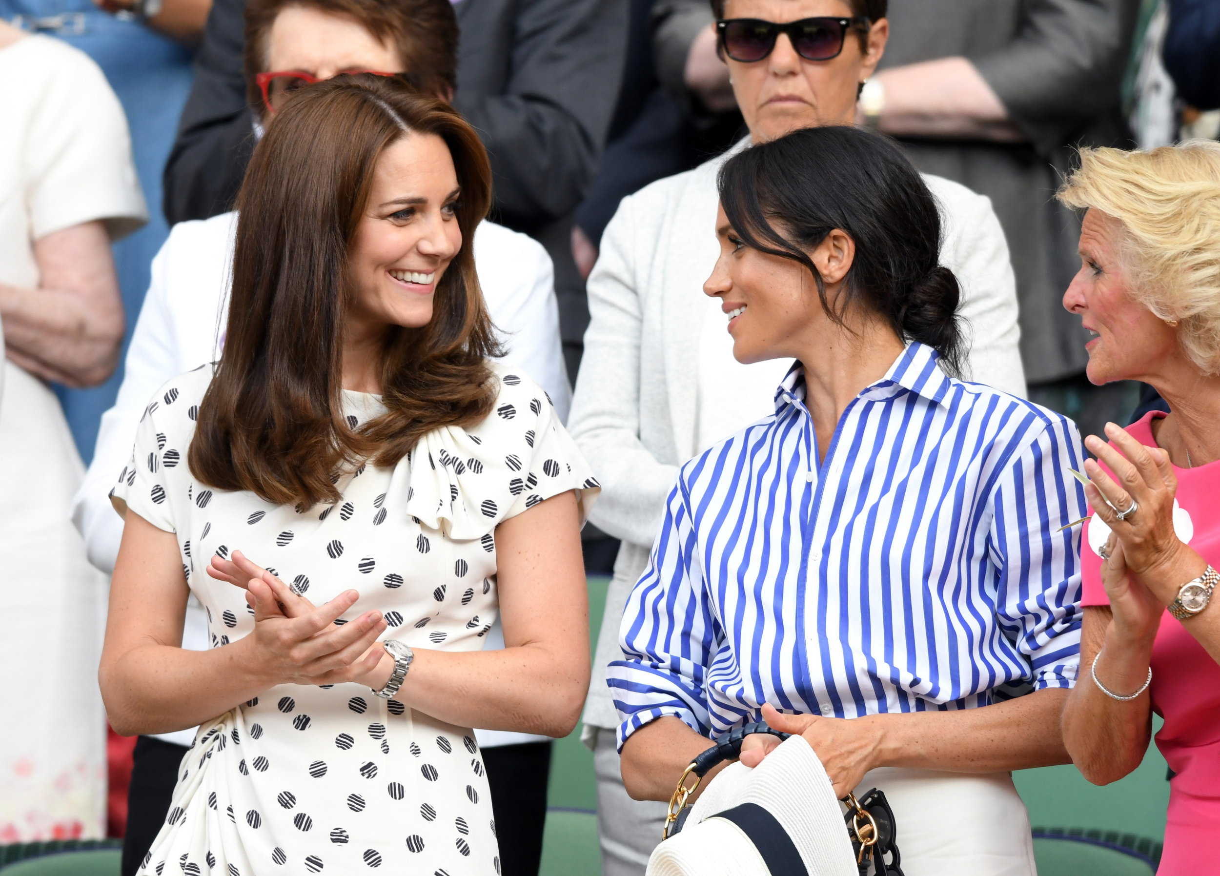 Księżna Meghan i księżna Kate na kortach Wimbledon, 14.07.2018.