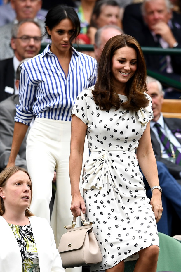 Księżna Meghan i księżna Kate na kortach Wimbledon, 14.07.2018.