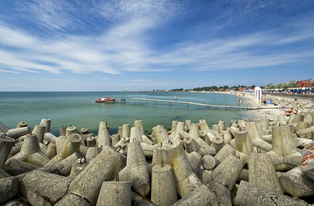 Crowded Hel beach in summer