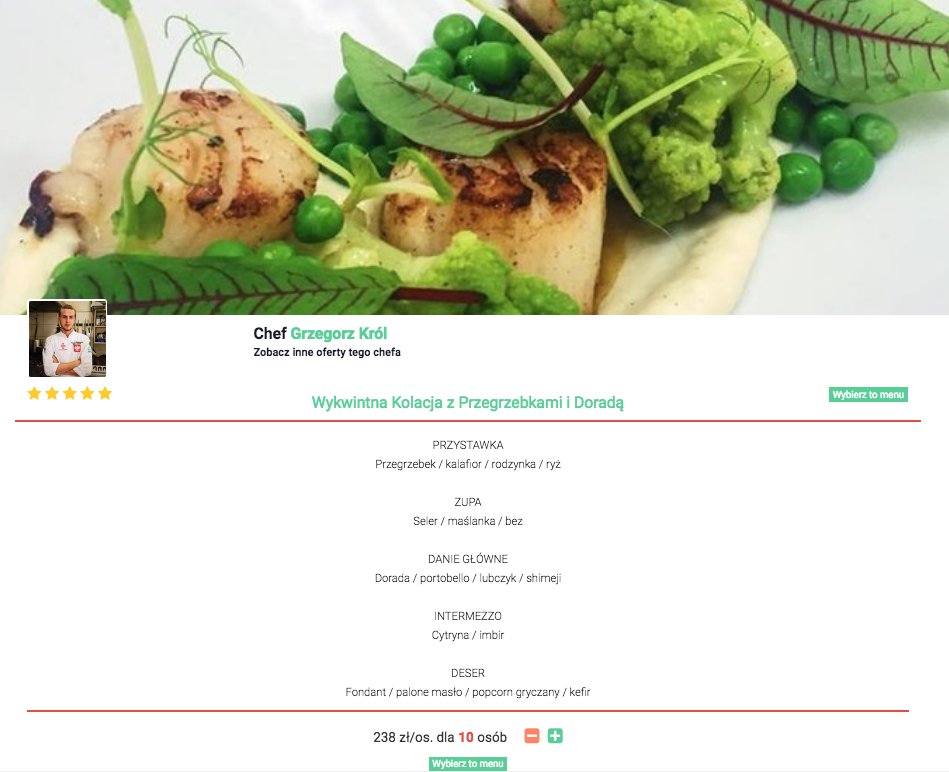 Przykładowe menu na Ulala Chef