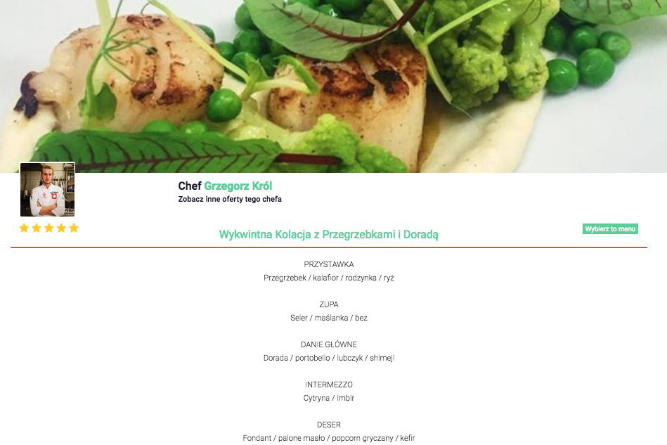 Przykładowe menu na Ulala Chef