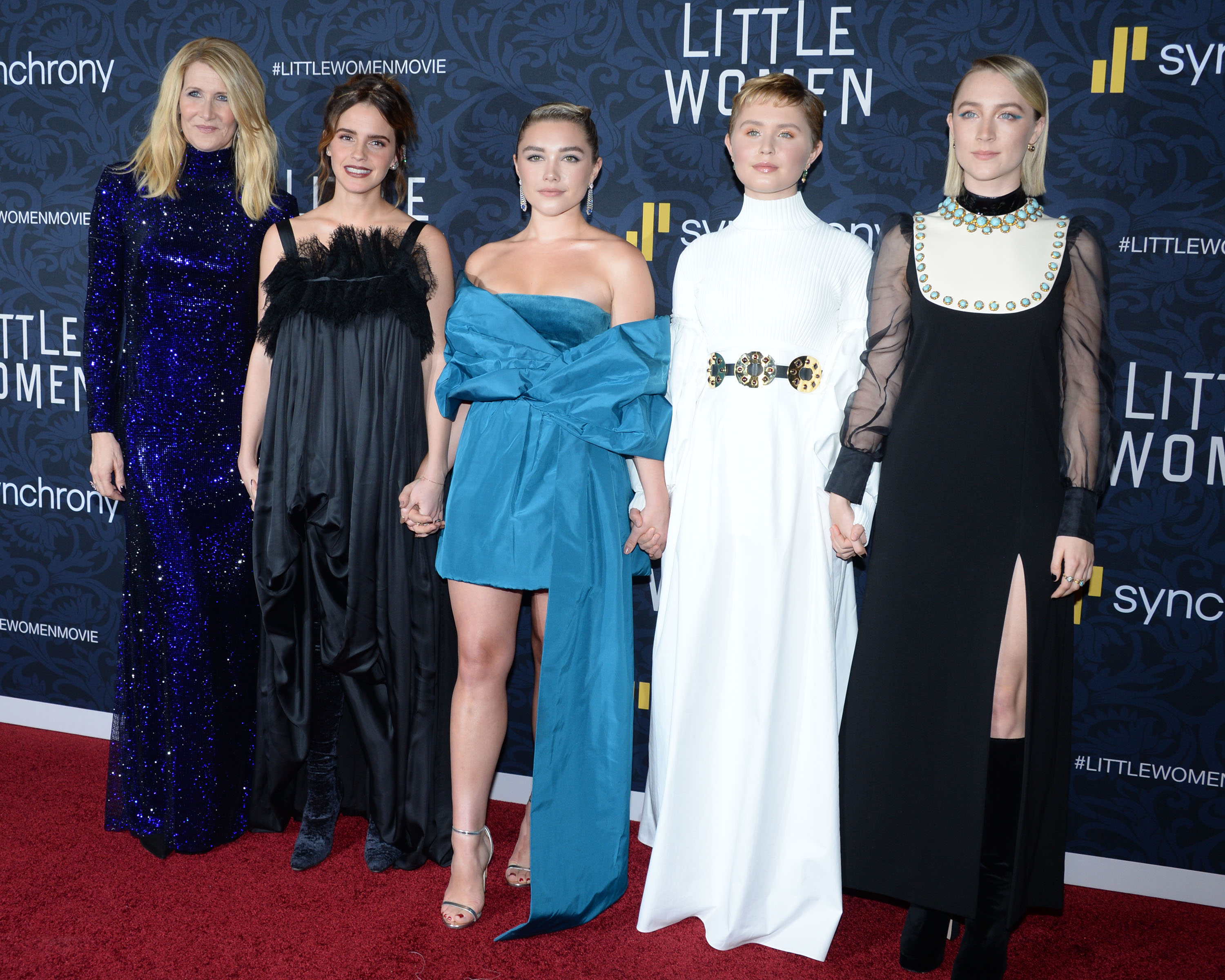 Laura Dern, Emma Watson, Florence Pugh, Eliza Scanlen i Saoirse Ronan na premierze Little Women w Nowym Jorku.