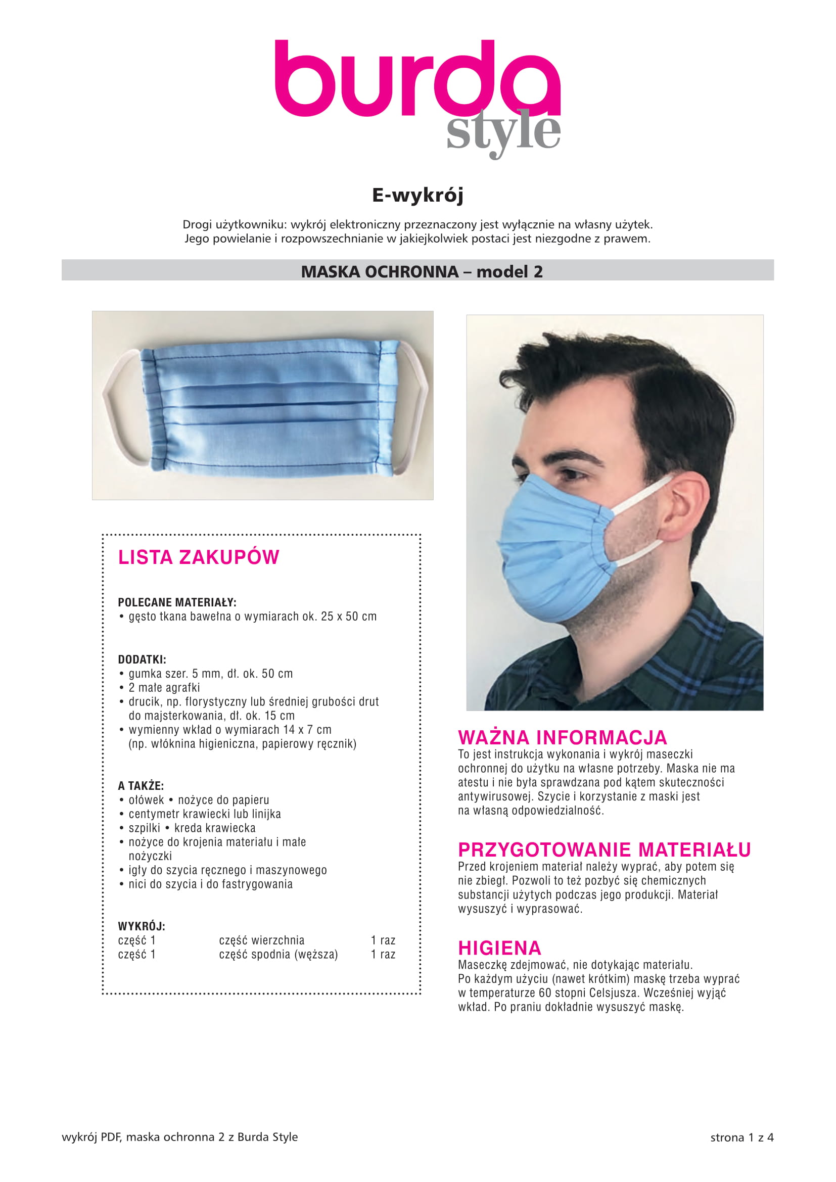 Maska ochronna: model nr 2 / e-wykrój