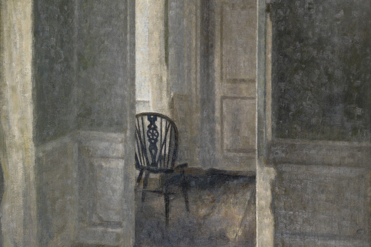 Vilhelm Hammershøi, Wnętrze z krzesłem windsorskim, olej na płótnie, 1913, The Art Collection of Ambassador John L. Loeb Jr.