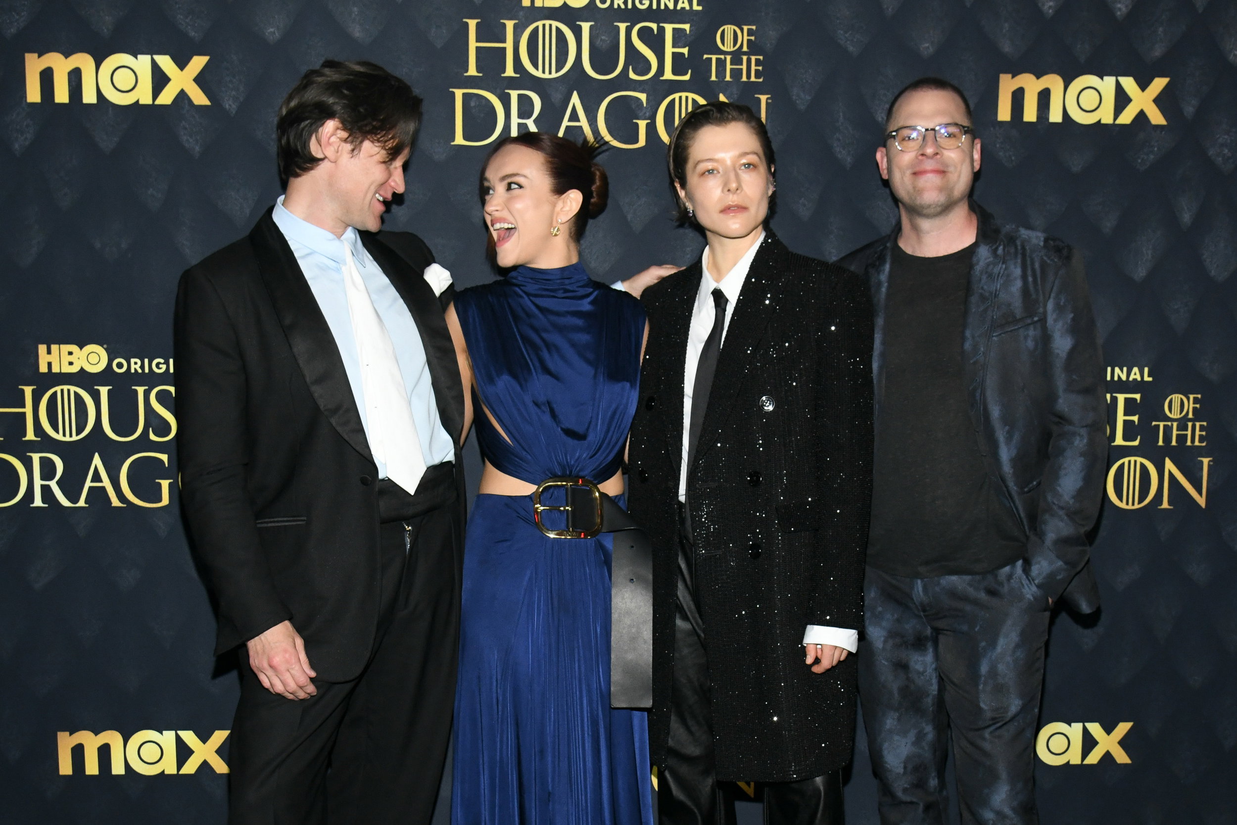 Matt Smith, Olivia Cook i Emma D'Arcy na premierze drugiego sezonu "House of the Dragon"