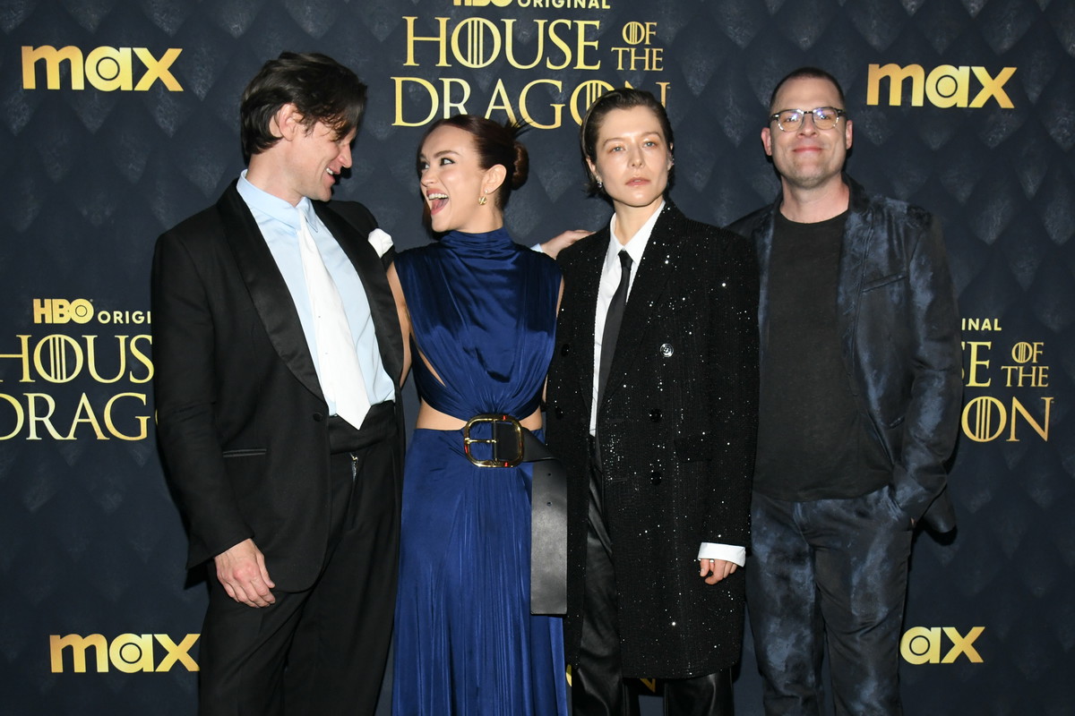 Matt Smith, Olivia Cook i Emma D'Arcy na premierze drugiego sezonu "House of the Dragon"