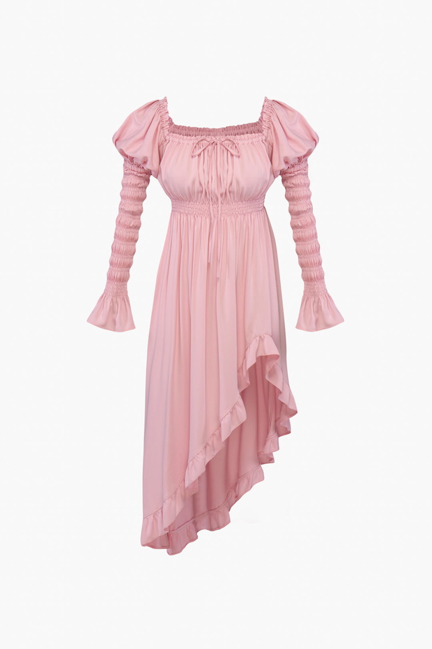 SLEEPER_WADR02P006N_WildAngelShirredAsymmetricDressinPink-still