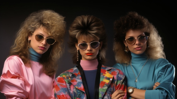 Girls in 80s fashion clothes
