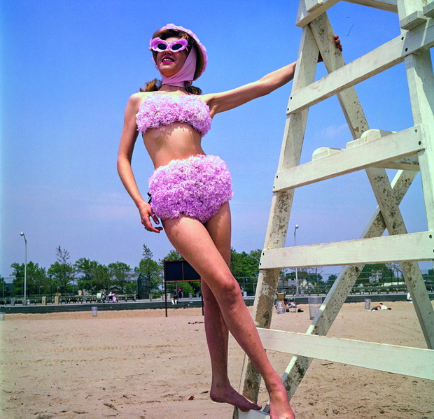 Woman Modeling in Flowery Bikini