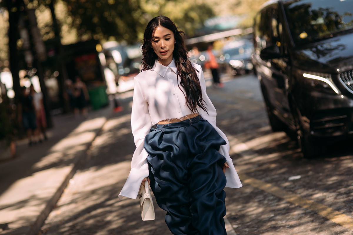 Niebieska spódnica midi H&M