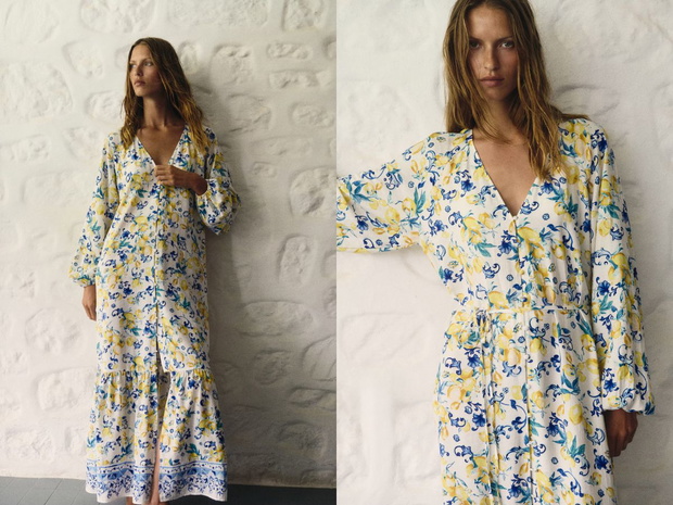Wiskozowa sukienka ze wzorem „limoni di Amalfi” z H&M