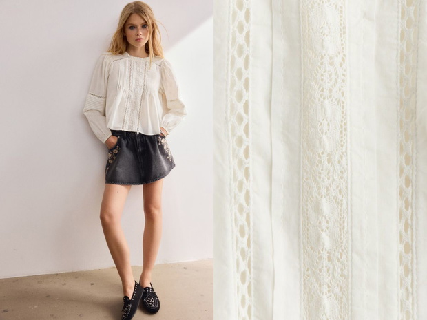 Bawełniana bluzka z koronkami H&amp;M