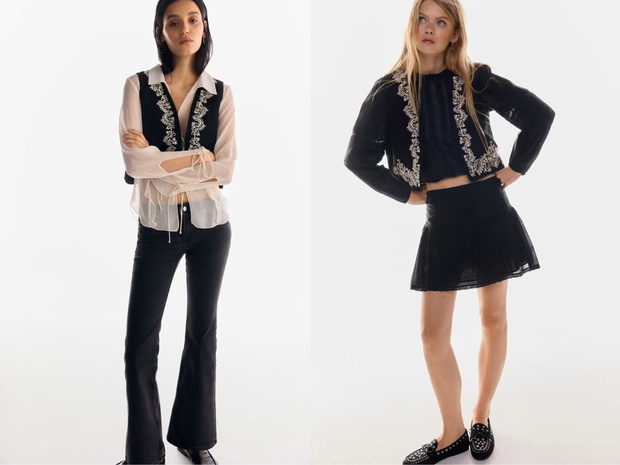 Kamizelka z haftem H&M - stylizacje