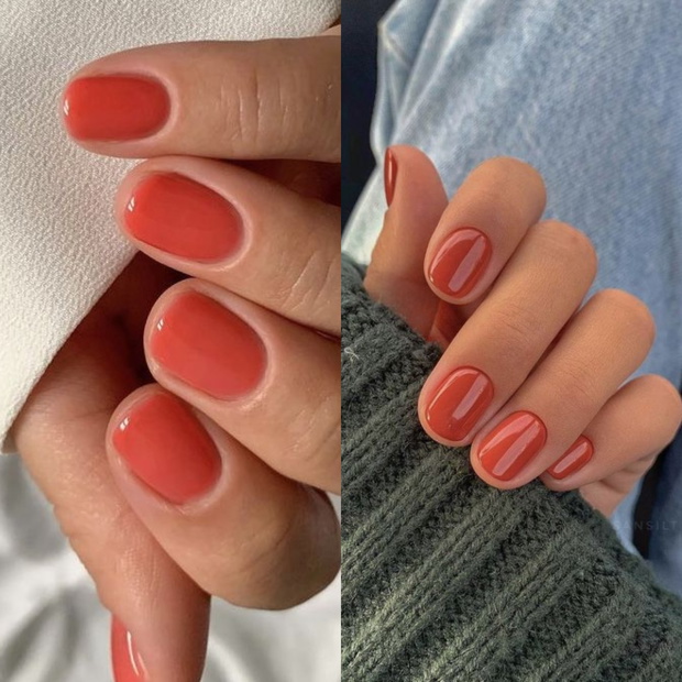 Modne paznokcie na jesień 2025: Burnt Orange