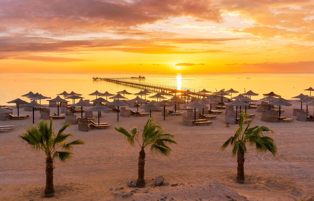 Landscape,With,Three,Corners,Fayrouz,Beach,Resort,At,Sunrise,In