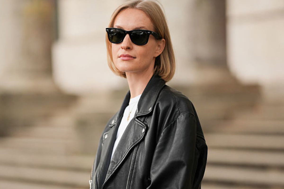 Skórzana kurtka vintage z H&M na jesień