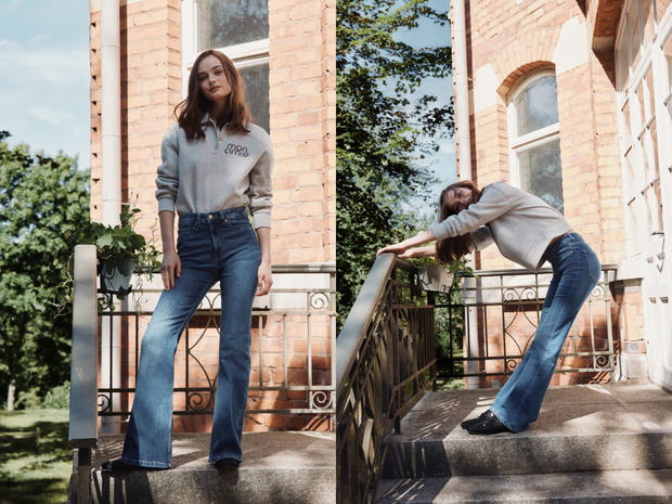 Jeansy flare z elastycznego denimu