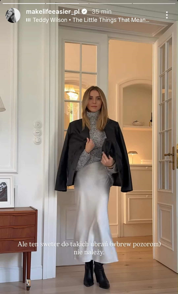 Kasia Tusk w stylizacji z modnym swetrem