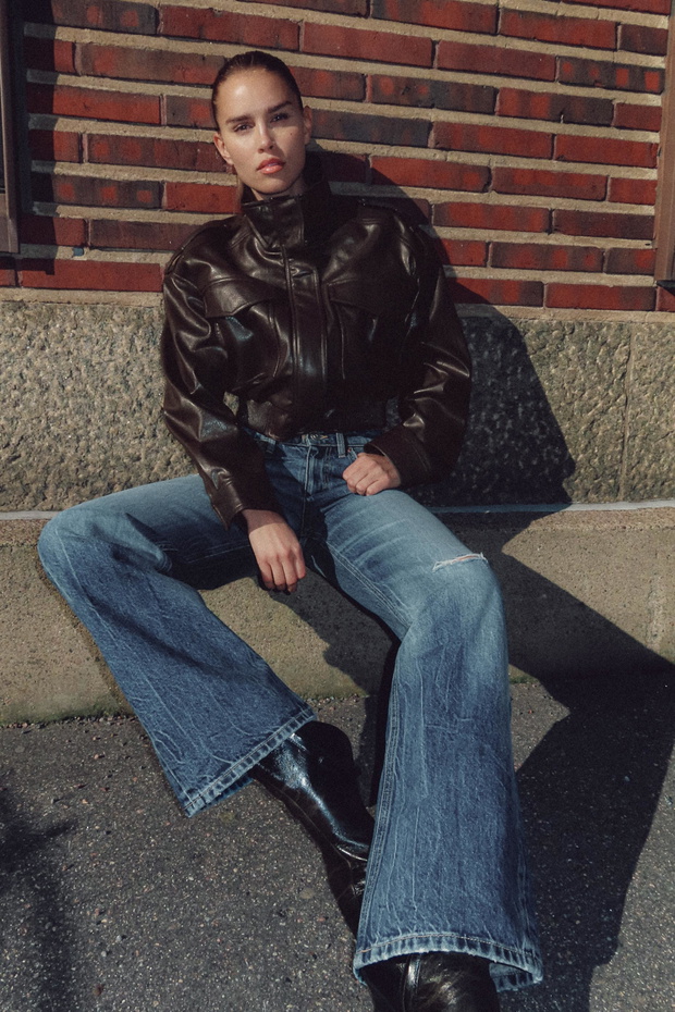 Skórzana kurtka „Funnel Neck” z Zary – styl Saint Laurent w sieciówce