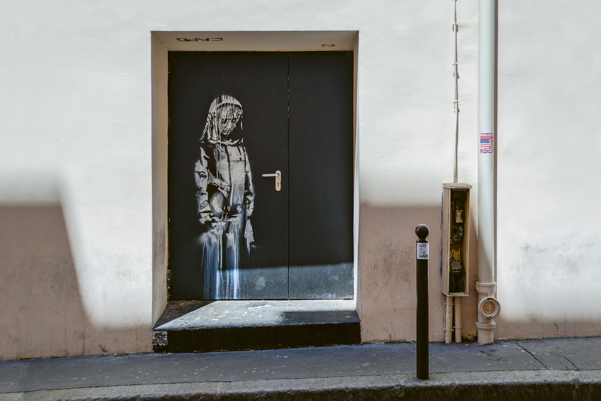 Graffiti attributed to Banksy, Paris, France - 26 Jun 2018