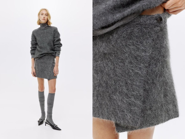 Melanżowa spódnica mini z wełną i moherem H&amp;M
