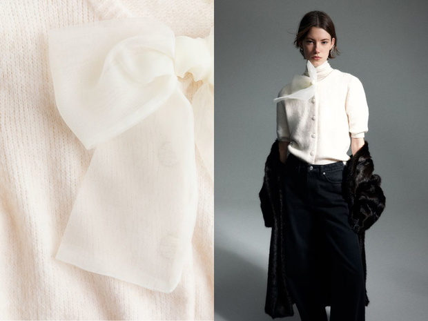 Kremowy „bow sweater” z alpaką