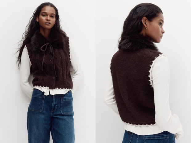 „Cable knit waistcoat” z futerkiem
