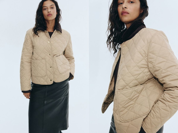 Pikowana kurtka ze sztruksowym kołnierzem H&amp;M