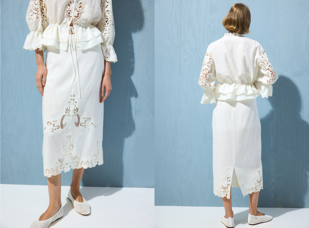 Spódnica "grandma skirt" z H&M w kolorze "oat milk"