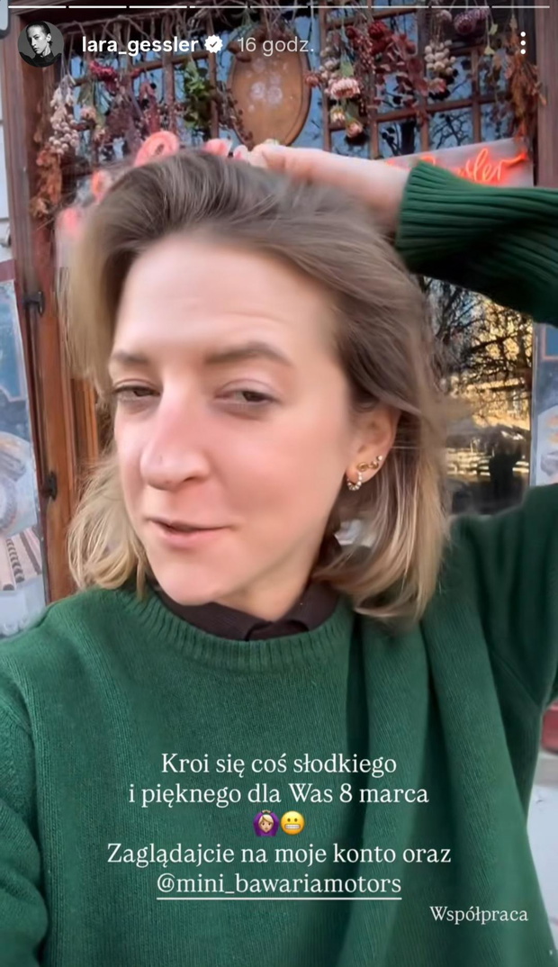 Pine green zamiast pasteli. Sweter Lary Gessler na wiosnę 2026