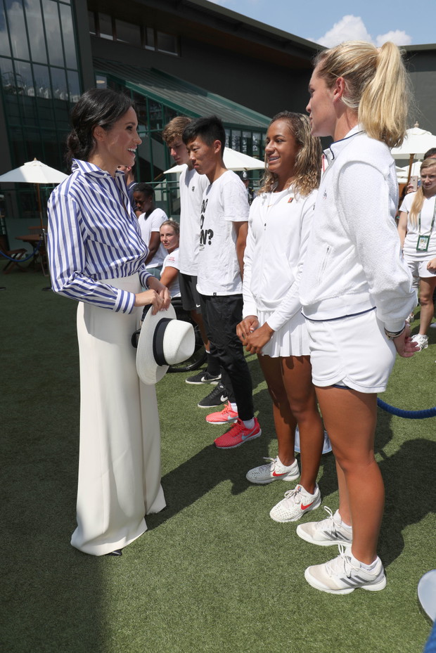 Księżna Meghan na kortach Wimbledon, 14.07.2018.