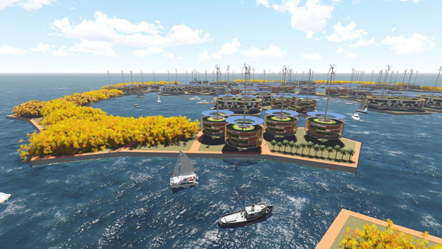 Pływające miasto, wizualizacja: Simon Nummy (Atkins) dla Instytutu Seasteading