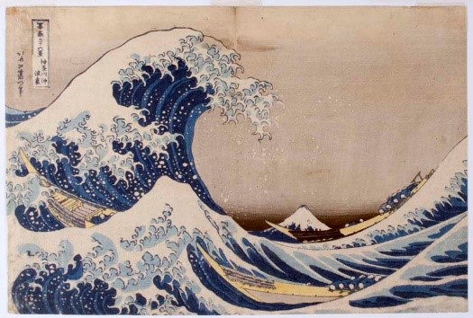 Wielka fala w Kanagawa Kanagawa-oki nami-ura, z serii Trzydzieści sześć widoków góry Fuji Fugaku sanju-rokkei, 1831, ze zbiorów MNK