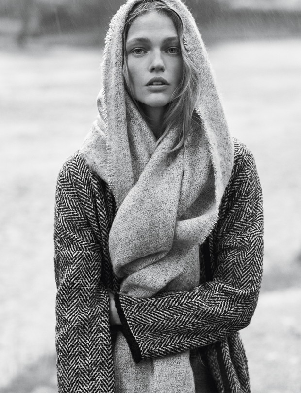 Sasha Pivovarova w lookbooku Mango natural state jesień 2015
