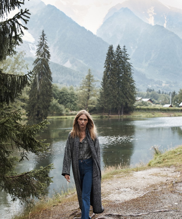 Sasha Pivovarova w lookbooku Mango natural state jesień 2015