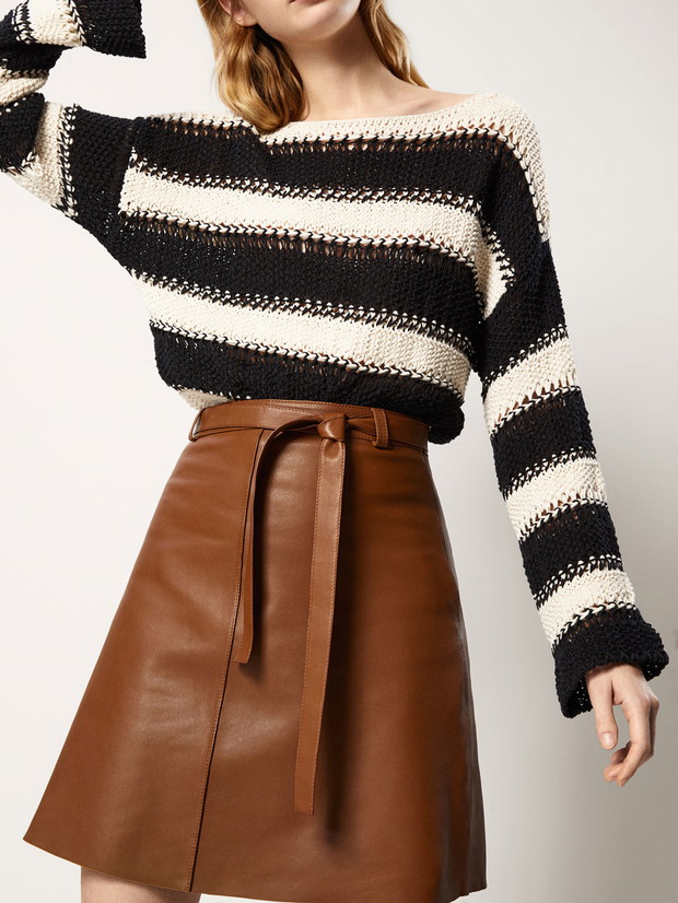 Spódnica skórzana Massimo Dutti
