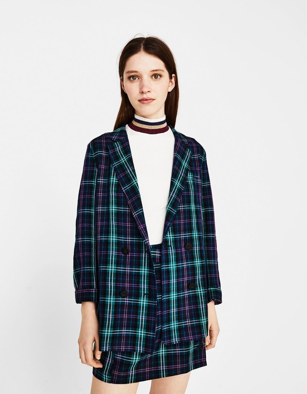 Marynarka w kratkę Bershka