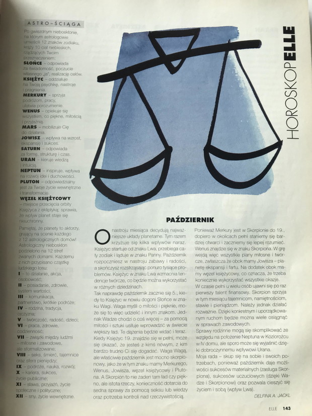 W pierwszym numerze ELLE można było znaleźć horoskop