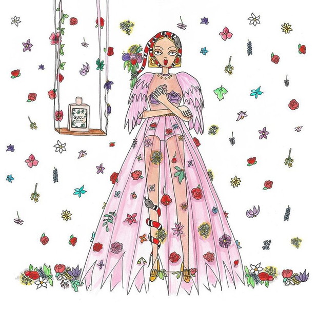 Ilustracje Gucci Bloom