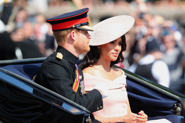Książę Harry i Meghan Markle, księżna Sussex na paradzie Trooping the Colour, 9.06.2018.