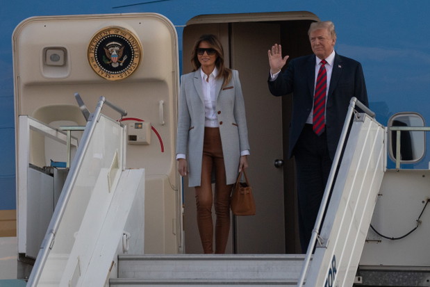 Melania Trump i Donald Trump na lotnisku w Helsinkach, 15.07.2018.