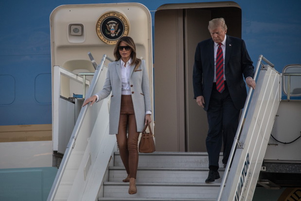 Melania Trump i Donald Trump na lotnisku w Helsinkach, 15.07.2018.