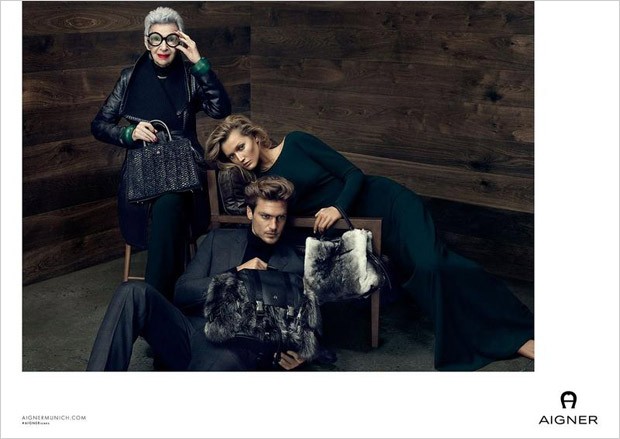 Iris Apfel i Toni Garrn w kampanii Aigner jesień-zima 2016/2017, fot. Terry Tsiolis