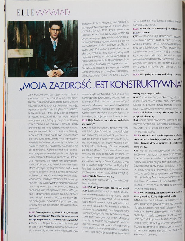Wywiad ELLE z Kubą Wojewódzkim (wrzesień 2003)