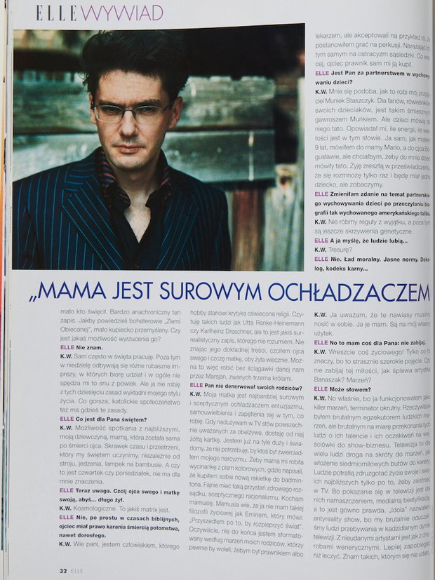 Wywiad ELLE z Kubą Wojewódzkim (wrzesień 2003)