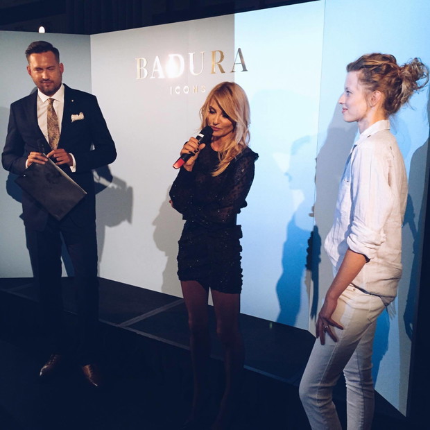 Marcin Prokop, Aneta Kręglicka i Natalia Siódmiak na prezentacji kolekcji Badura Icons